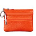 thumbnail image 1 of Monedero de piel auténtica para mujer, minimonedero con llavero, color naranja, 1 of 5