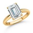 thumbnail image 3 of Gem Stone King 10K Yellow Gold White Moissanite Solitaire Engagement Ring for Women (2.52 Cttw, Emerald Cut 9X7MM, Gemstone, Available in Size 5, 6, 7, 8, 9), 3 of 8