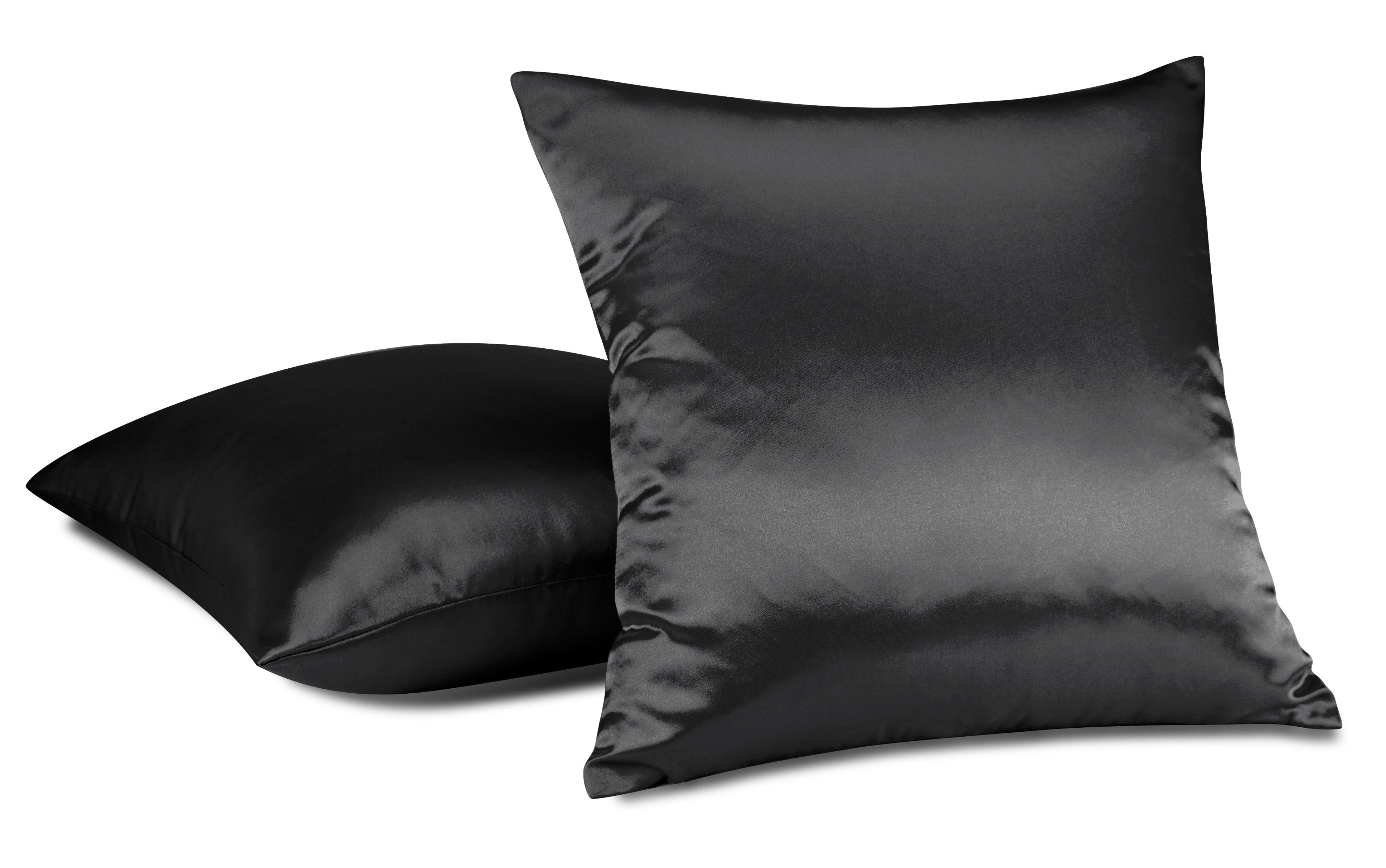 Black Cover Case Decorative Pillow Zippered Closure 18" x 18" 2 Piece 