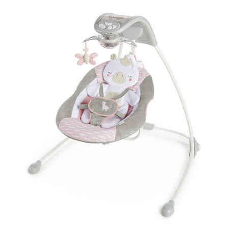 Ingenuity Inlighten Cradling Plug-In Swing with LightBeams Mobile - Flora the (Best Swing For Newborn)