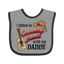 Inktastic I Listen to Country Music with My Daddy Guitar and Hat Boys or Girls Baby Bib