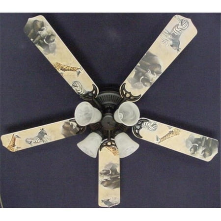 

Ceiling Fan Designers 52FAN-ANI-ASEZ New AFRICAN SAFARI ELEPHANT ZEBRA Ceiling Fan 52