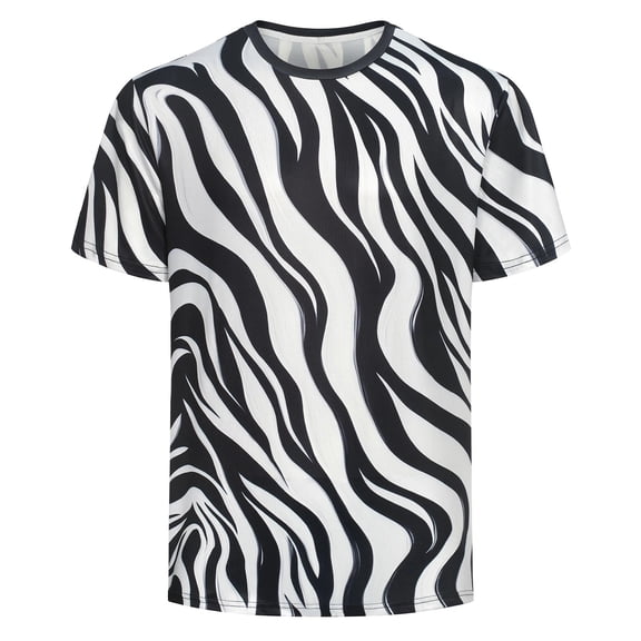 Men's T-Shirts Printed Crew Neck Short Sleeve Black And White Summer Soft Top Casual Basic Tee Size L