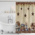 thumbnail image 4 of Star Brown Waterproof Fabric Shower Curtain,Farmhouse American Country Vintage Berry Waterproof Fabric Shower Curtain for Bathroom Curtains Bathtubs Hotel Shower Curtains with 12 Hooks Small 36x78in, 4 of 8