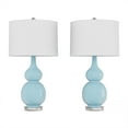 thumbnail image 2 of Lavish Home Ceramic Bedside Lamps (Set of 2) - Table Lamps for Bedroom or Living Room (Blue), 2 of 6