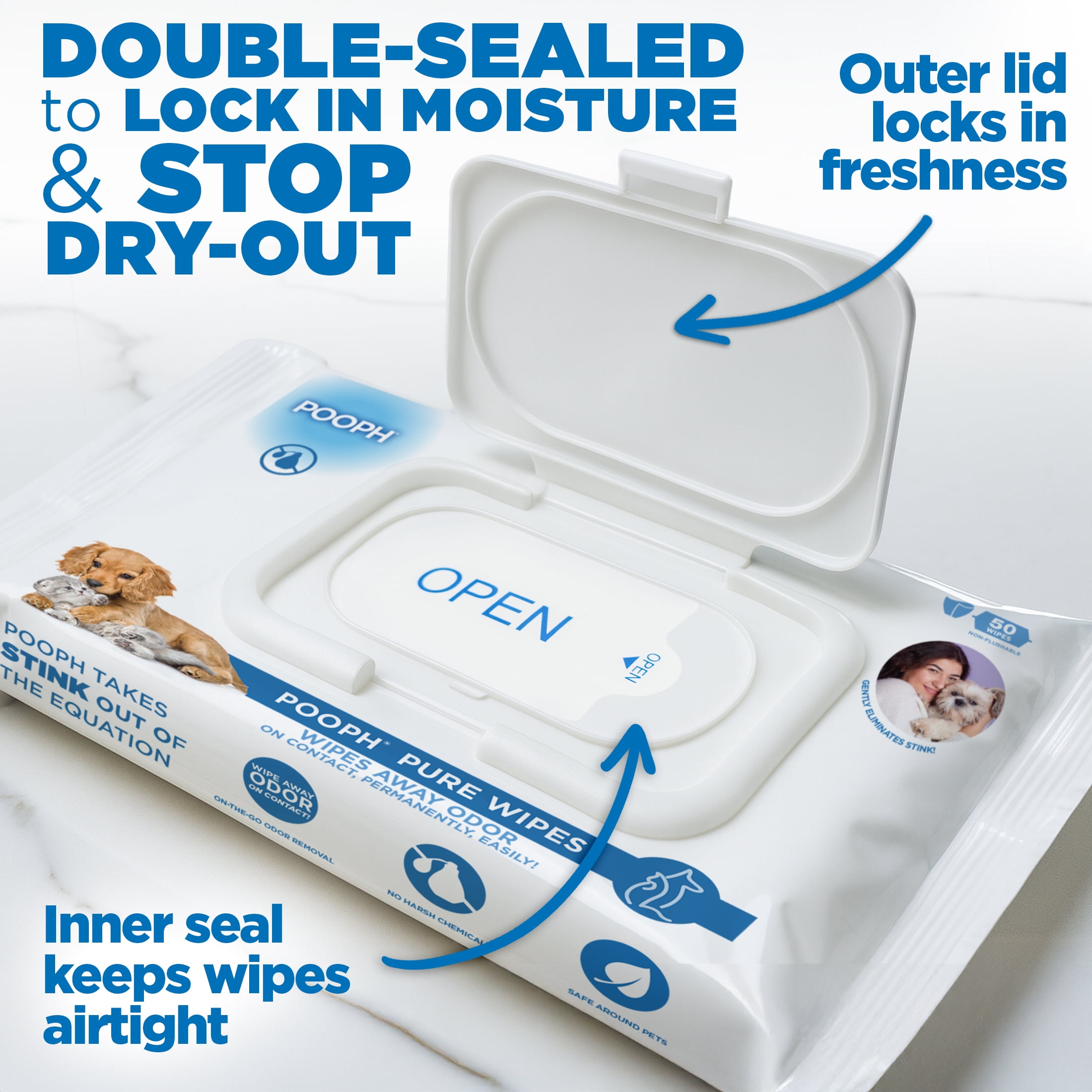 Pooph Pure Wipes, 50 Count