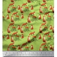 thumbnail image 1 of Soimoi Green Heavy Satin Fabric Tree Stump & Fox Animal Decor Fabric Printed Yard 54 Inch Wide, 1 of 5