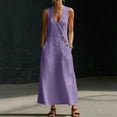 thumbnail image 4 of Lenago Pretty Garden Dresses Women's Summer Casual Dress Gradual Sleeveless Neck V-Neck Long Dress Purple Xl, 4 of 8