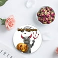 thumbnail image 4 of FMSHPON Halloween Devil Cat Holding Pumpkin Set of 8 Round Coaster for Drinks, Absorbent Ceramic Stone Coasters Cup Mat with Cork Base for Home Kitchen Room Coffee Table Bar Decor, 4 of 5