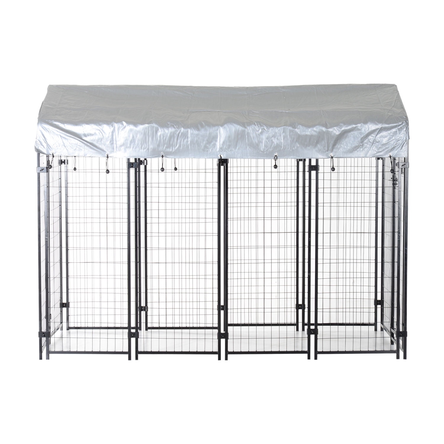 PawHut Outdoor Galvanized Metal Dog Kennel Playpen With UV And Water Resistant Tarp Cover, 97 inch