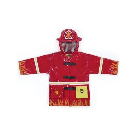 - Kidorable Little Boys Red Fireman Pockets Helmet Hooded Rain Coat 2T-6X