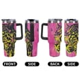thumbnail image 5 of 40 oz Insulated Tumbler with Handle, Leak-Proof Straw Lid, Stainless Steel Travel Mug for Car & Road Trips - Neon Pink Leopard, 5 of 6