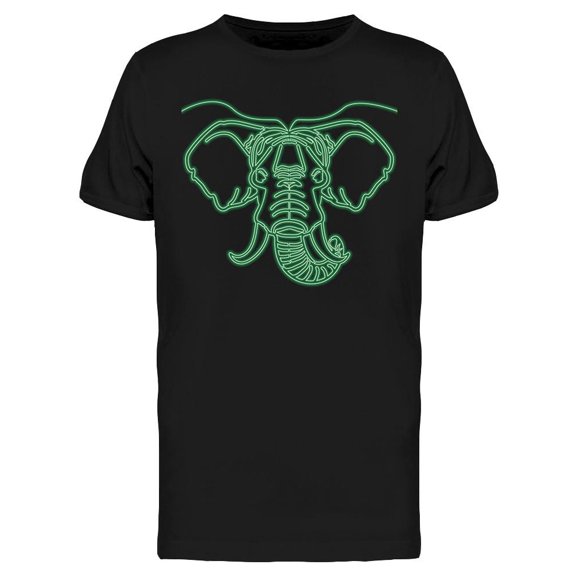 Single Line Neon Elephant Head T-Shirt Men -Image by Shutterstock, Male Small