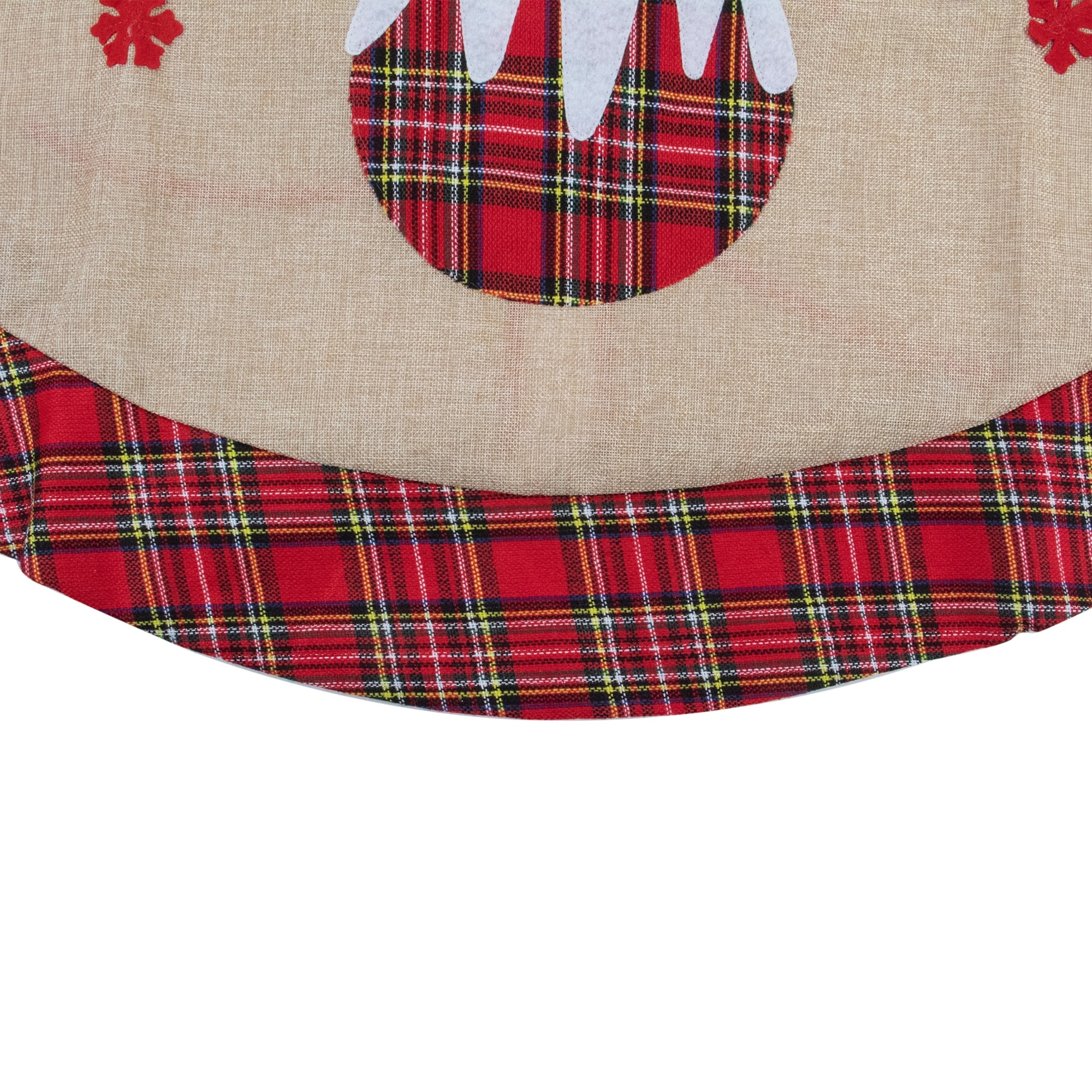 Northlight 48" Burlap Plaid Tree Skirt with Christmas Puddings - 48