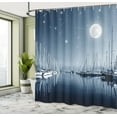 thumbnail image 4 of Ambesonne Boats Shower Curtain, Calm Marina at Night Moon, 69"Wx70"L, Slate Blue White, 4 of 4