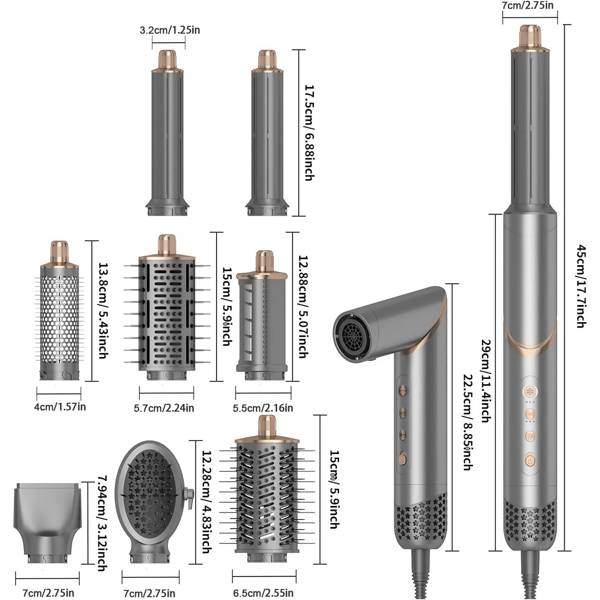 Complete Salon Styling Kit with Foldable Handle, 8-in-1 Versatile Hot Air Styler with Auto-Wrap Curlers & Ionic Technology for All Hair Types (Drying, Curling, Straightening)