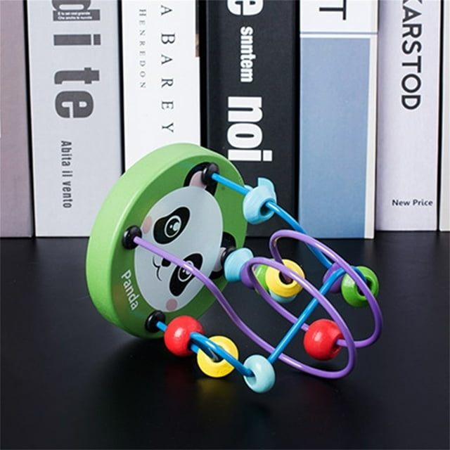 WLOELOEW B Mini Animaux Petit Jouet en Bois à Perles Rondes Jouets d'Éducation Précoce