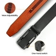 thumbnail image 3 of Mens Belt Leather Ratchet Belt for Dress Pants Casual Automatic Buckle Belt Fit 28"-46" Waist, 1 3/8" Wide, Black, X25025, 3 of 10