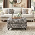 thumbnail image 5 of Upholstered Foot Stool Ottoman, Foot Rest with Wooden Legs, Mid-Century Floral Paisley Pattern Footstool Ottomans for Living Room, Bedroom, Entryway, 5 of 6