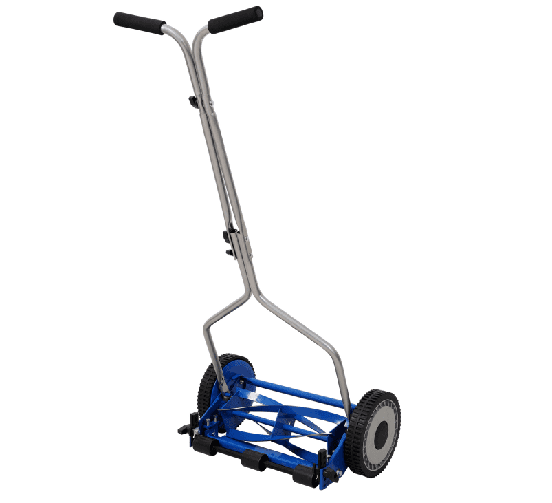 14in Blue Push Reel Lawn Mower - Eco Friendly Manual Grass Cutter
