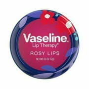 Vaseline Lip therapy Rosy Lips FLOWERS TIN Purple & Pink 0.6 Oz / Pack of 6