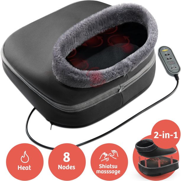 Shiatsu Heated Foot and Back Massager with 8 Deep Kneading Massaging