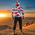thumbnail image 6 of Men's Patriotic American Flag Fishing Hoodie with Built-in Face Mask and Thumbhole Cuffs Featuring UPF 50+ Sun Protection Long Sleeve Shirt for 4th of July Memorial Day Wine XXXXL, 6 of 9
