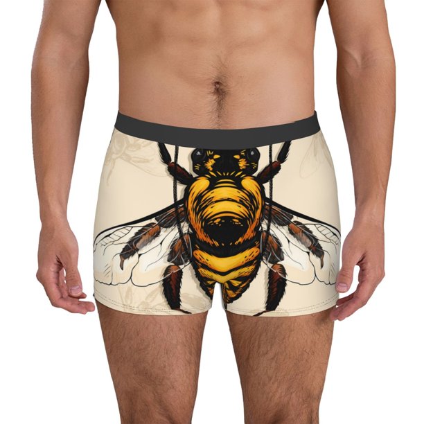 Balery Honey Bee Calzoncillos bóxer para hombre, ropa interior de algodón suave y transpirable con cinturilla de nailon-Large