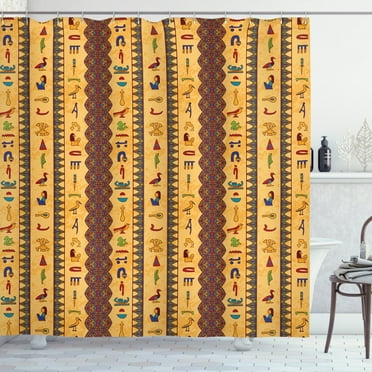 Ambesonne Egyptian Shower Curtain, Hieroglyphs, 69"Wx70"L, Multicolor