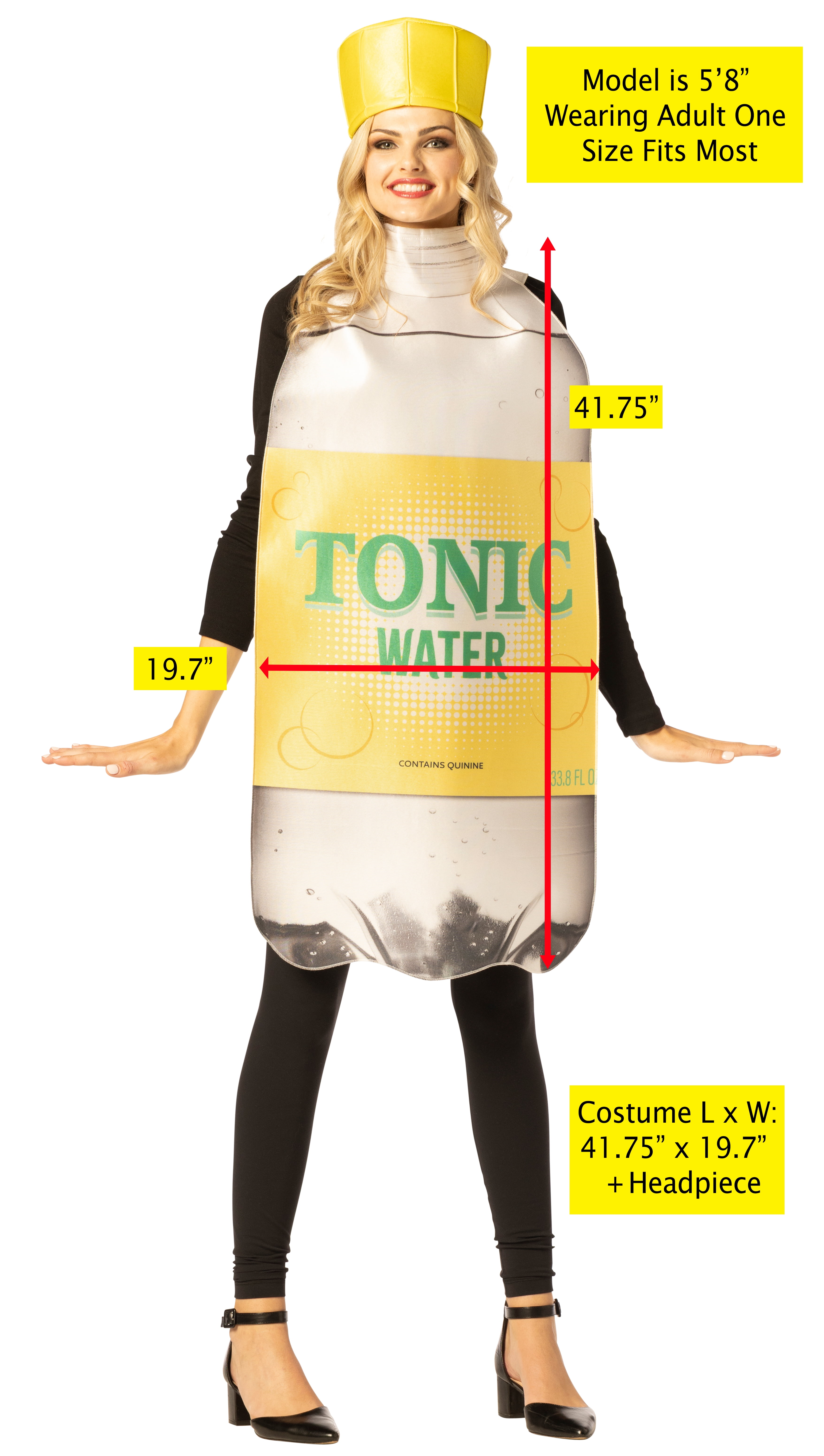 Imposta Costumes Tonic Water Bottle with Hat Halloween Costume, Multicolor, Men and Women, One Size Fits Most, 30052-OS