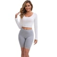 thumbnail image 4 of DARING DIVA Women's Lace Trim Soft Control Panties Mid Thigh Slimmer S Gray, 4 of 6
