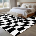 thumbnail image 4 of Black and White Checkered Area Rug 5x7 FT, Non Slip Bedroom Throw Carpet, Modern Irregular Geometric Washable Soft Floor Carpet Non-Shedding Rug for Dining Room Bedside Classroom Desk, 4 of 9