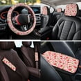 thumbnail image 4 of KUIFORTI Red Strawberries 14 Pcs Car Seat Covers Full Set Car Headrest Covers Steering Wheel Cover Seat Belt Pads Auto Decorations Accessories Suitable for Most Cars,SUV,Sedan, 4 of 7