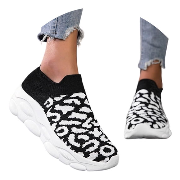 Women Casual Walking Shoes Fashion Wide Toe Breathable Slip on Socks Sneakers Travel Running Outdoor Lightweight Comfort PU Upper Footwear