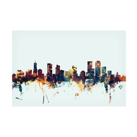 Trademark Fine Art Michael Tompsett Denver Colorado Skyline Blue Canvas Wall Art - 12x19