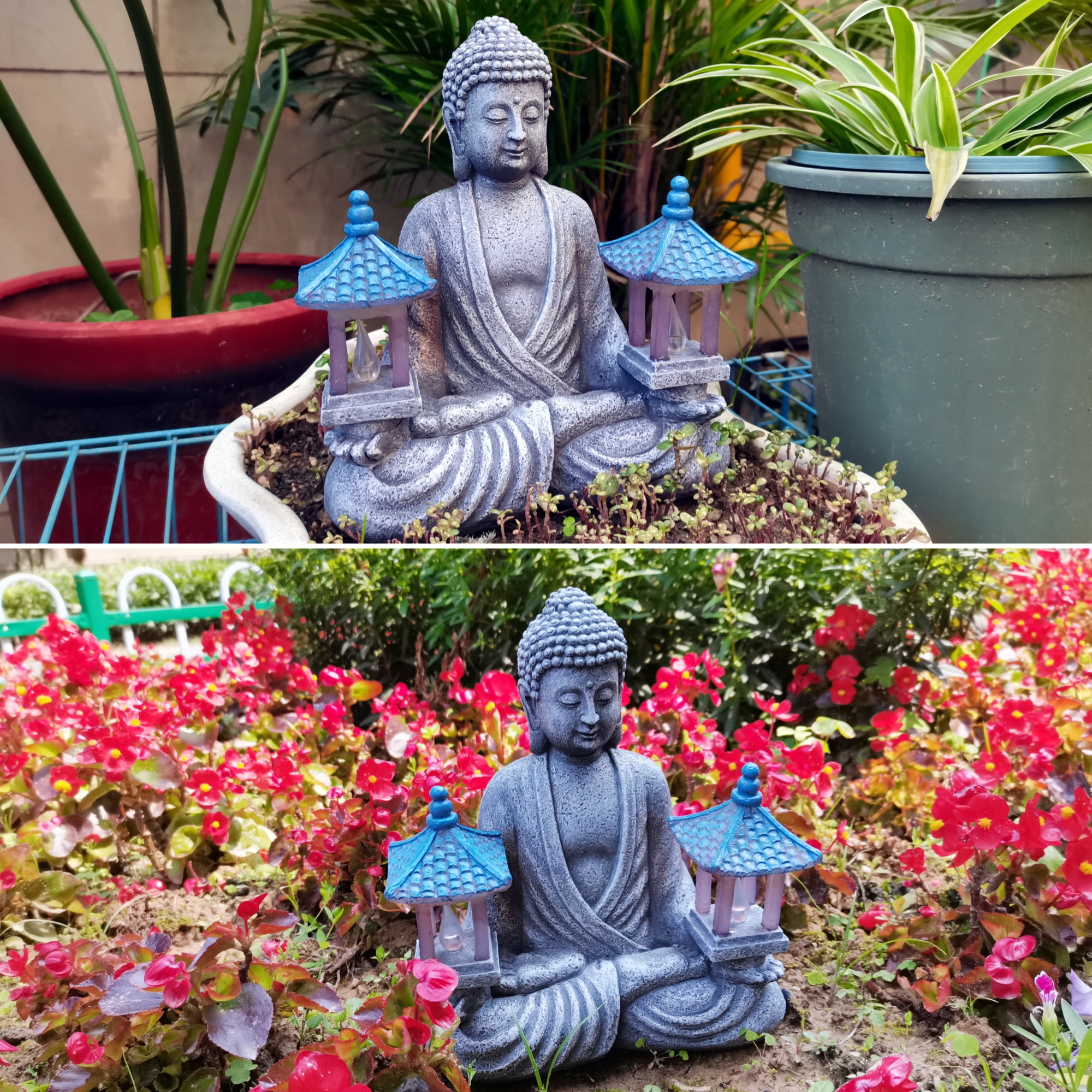 Outdoor Decor Zen Figurine Statue with Solar Lights, Zen Sculpture for Patio Yard Garden Decoration, Mother's Day Gift