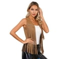 thumbnail image 2 of inhzoy Womens Western Cowgirl Tassels Vest Sleeveless Fringe Waistcoat Brown S, 2 of 8