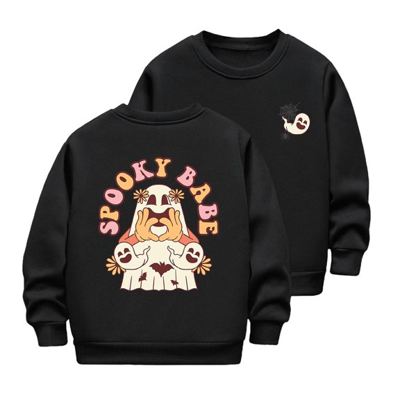 bbymog Girls' Fashion Lace Shirts Crewneck Long Sleeve Pullover Tops for Girls Sweatshirt Black 6-7Years