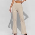 thumbnail image 5 of HongQid Women's High Waist Flare Pants – Yoga Casual Stretch Bell Bottom Trousers, Slim Fit Retro 70s Style Pants for All Seasons,Khaki M, 5 of 9