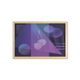thumbnail image 1 of Synthwave Wall Art with Frame, Modern Design Illustration of Geometric Shapes Dots and Cherry, Printed Fabric Poster for Bathroom Living Room, 35" x 23", Violet Indigo and Lavender, by Ambesonne, 1 of 2
