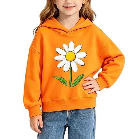 Cute Hoodies for Toddlers Girls Daisy Flower Print Pullover Sweatshirts Cool Casual Fall Winter Play Top Size 1-10
