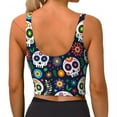 thumbnail image 4 of Yoga Vest Women Gym Sports Crop Tops Day Of Dead Skull Streetwear Workout Breathable Tank Top Female, 4 of 7