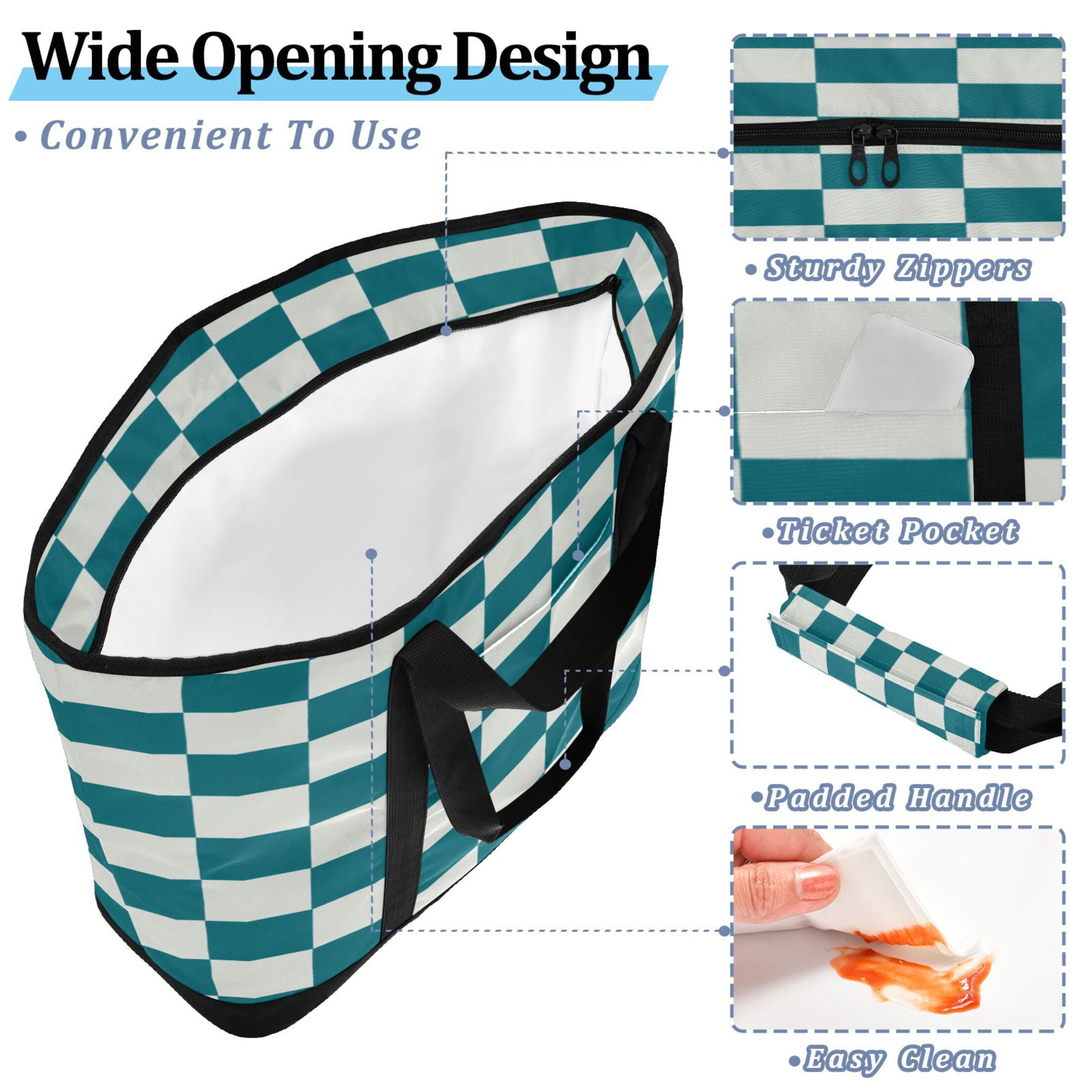 Extra-Large Wide Opening Design Capacity Hand-Held Ice Pack Thickened Insulation Layer For Long-Lasting Cold Retention For Outdoor Shopping Picnics And Camping Dark Green Plaid