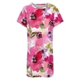 thumbnail image 4 of Watercolor Flowers Pink Fuchsia Women Nightgown Sleepwear Short Sleeves For Vacations Travels Nightgowns Women's Pajamas, 4 of 7