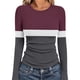 thumbnail image 2 of RKSTN Women's Ribbed Knitted T Shirts Oversized Crewneck Striped Print Slim Long Sleeve Pullover Shirt Top Womens Casual Plus Size Round Neck Printed Stretch Loose Comfy Tee Fall Spring Clothes, 2 of 8