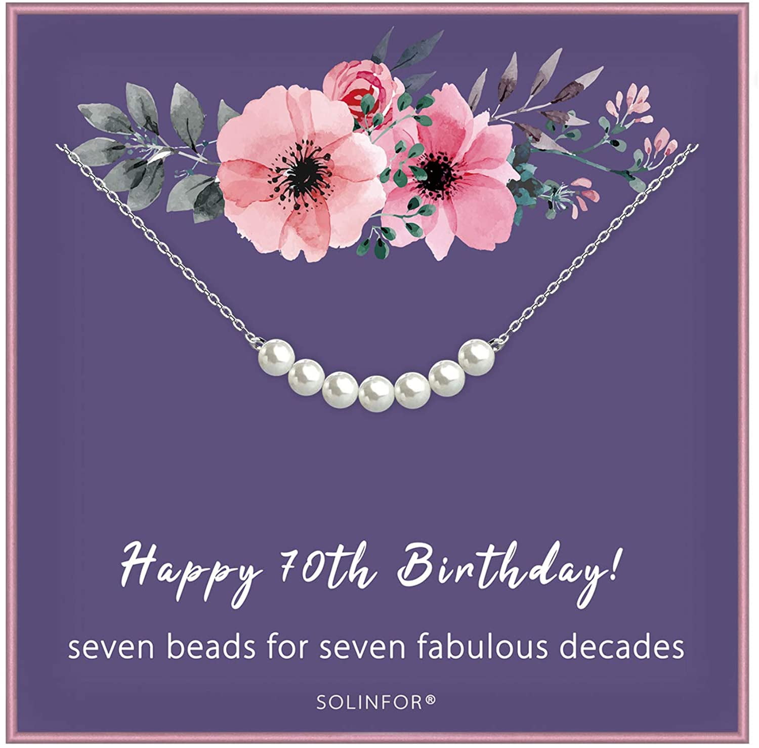 70Th Birthday Gifts For Women - Sterling Silver Necklace Seven Pearls For  Her 7 Decades - 70 Years Old Jewelry Gift Idea, Silver - Walmart.com