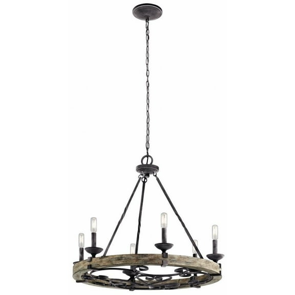 Farmhouse Six Light Chandelier in Weathered Zinc Finish Bailey Street Home 147-Bel-2013886