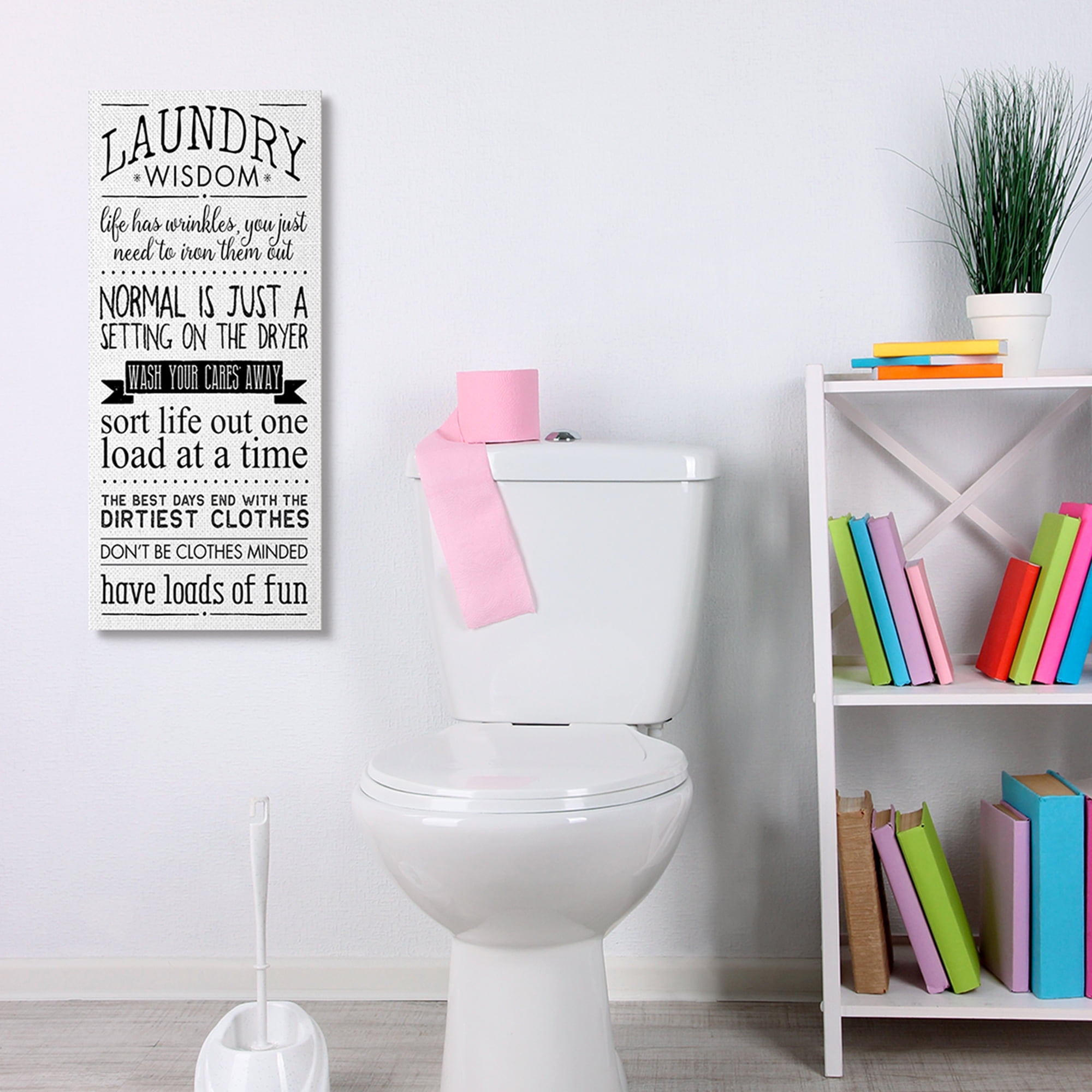 Stupell Industries Laundry Wisdom Sign Daily Life Cleaning Puns Inspirational Painting Gallery Wrapped Canvas Art Print Wall Art, 13 x 30
