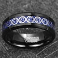 thumbnail image 4 of 8MM Tungsten Rings for Unisex Silver Leo Pettern and Blue Carbon Fiber Inlay Black Tungsten Engagement Wedding Band Polished Beveled Edges Size 7-12, 4 of 5