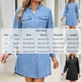 thumbnail image 3 of Sevevn Women's Stand Collar Button Down Denim Shirt Dress Long Sleeve Chest Patch Pocket Side Split Loose Casual Mini Jean Dress Light Blue M, 3 of 9